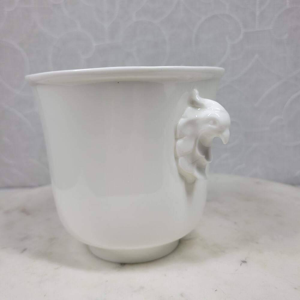 Royal Worcester Cachetpot Planter 4.25" White Bone China Sculpted Bird Handles